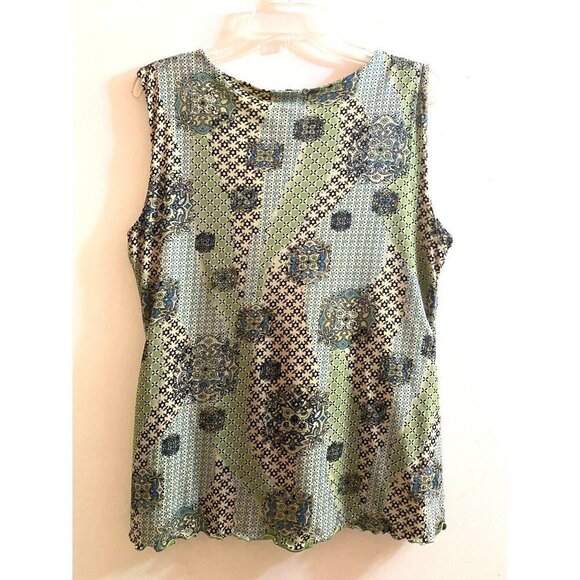 Style & Co. Green Paisley Sleeveless Top Petite Large - Picture 6 of 6